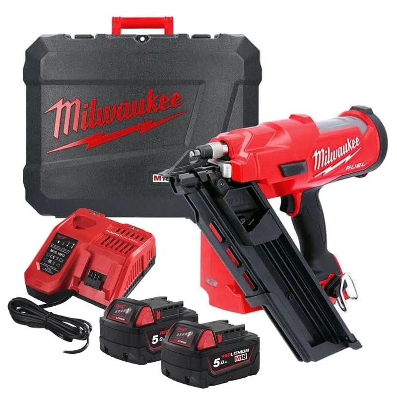 Cloueur de charpente Milwaukee 18V Li-Ion  2,9-3,32mm - 50-90mm + 2 batteries 5Ah I Coffret HDBOX M18 FFN-502C ✨Comme neuf